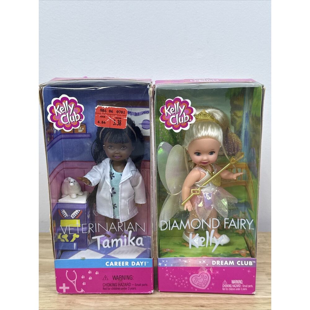 Vintage Mattel Kelly Club Dolls 2001 Veterinarian Tamika & 2002 Fairy Kelly NIB